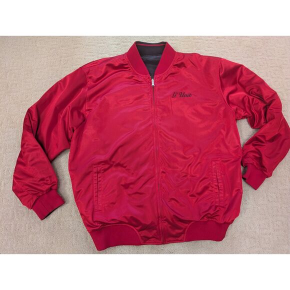G-Unit Jacket Mens Large Black/Red Reversible Nylon Bomber - Picture 3 of 13